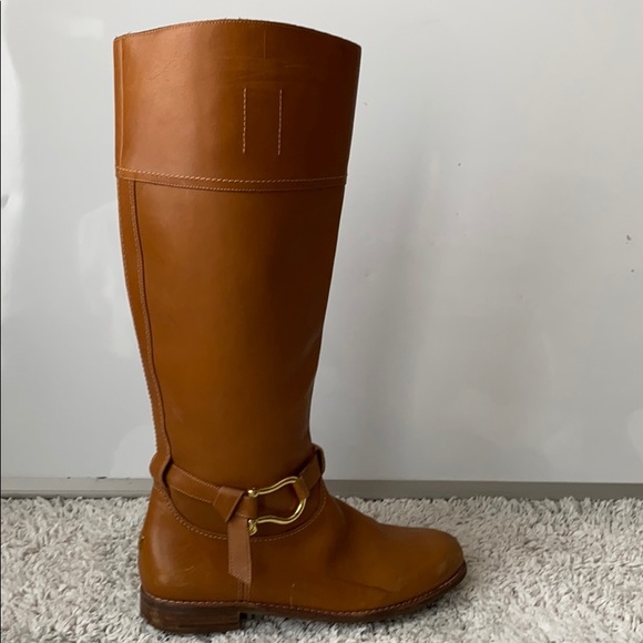 SPERRY LEATHER SIDE ZIPPER KNEE HIGH BROWN BOOT - Picture 2 of 10